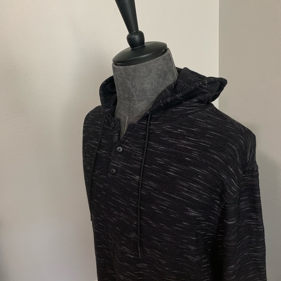 Alfani Men Long Sleeve Heather Black Shirt w/ Hood - Picture 2 of 5